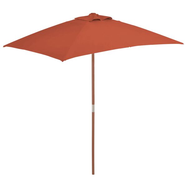 vidaXL Parasol d'ext&eacute;rieur avec m&acirc;t en bois 150x200 cm Terre cuite