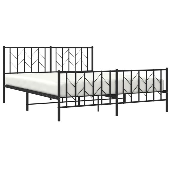 vidaXL Cadre de lit m&eacute;tal sans matelas avec pied de lit noir 160x200cm