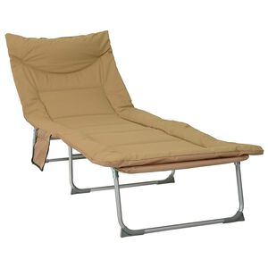 vidaXL Transat pliant avec coussin Beige