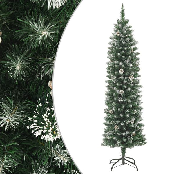vidaXL Sapin de Noël artificiel mince avec support 150 cm PVC