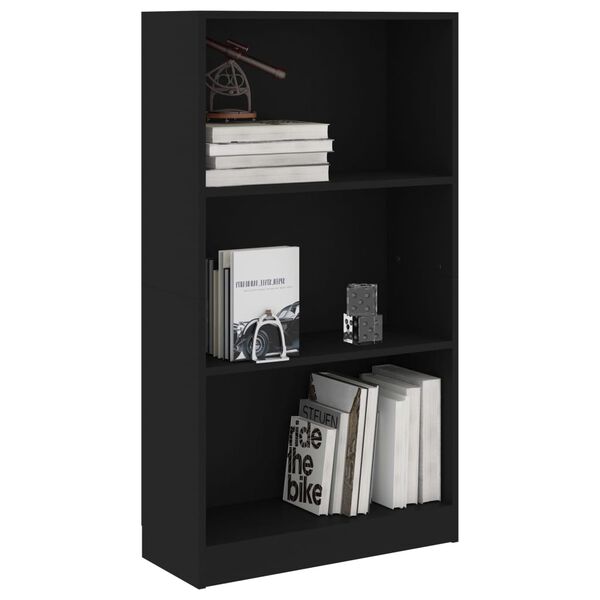 vidaXL Biblioth&egrave;que 3 niveaux Noir 60x24x109 cm Bois d'ing&eacute;nierie