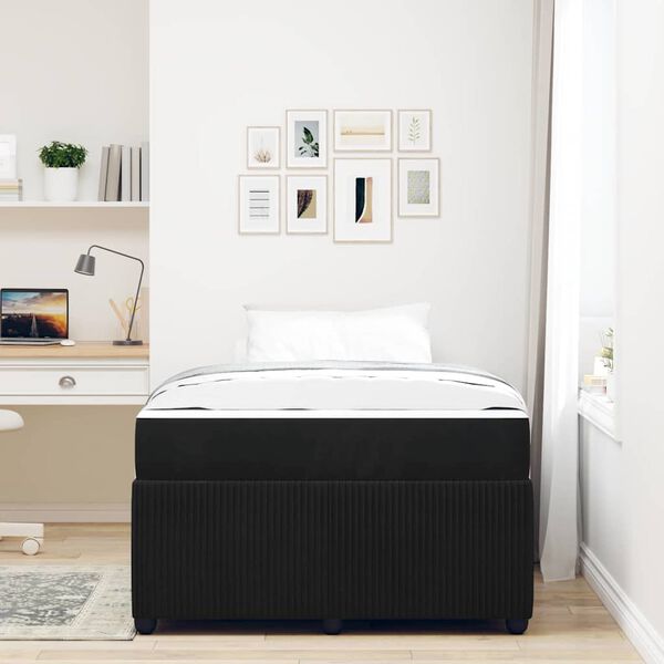 vidaXL Cadre de lit avec matelas Noir 120 x 190 cm tissu