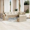 vidaXL Salon de jardin avec coussins 10 pcs beige r&eacute;sine tress&eacute;e