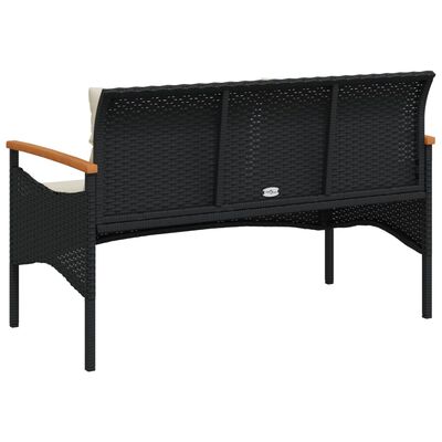 vidaXL Banc de jardin avec coussins 116x62,5x74 cm noir résine tressée