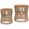 vidaXL Tables d'appoint de jardin 2pcs dessus en bois beige poly rotin