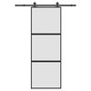 vidaXL Porte coulissante kit de quincaillerie tremp&eacute; verre aluminium
