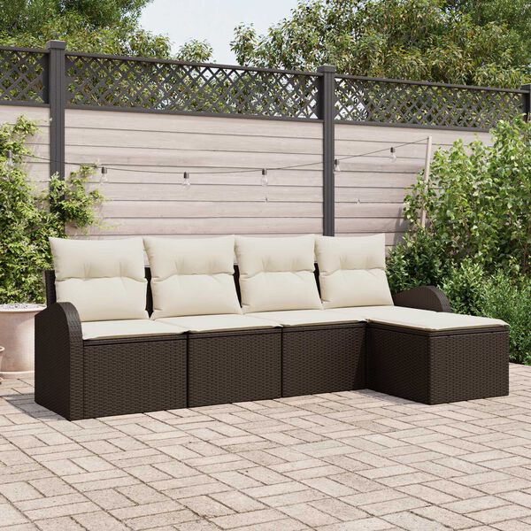 vidaXL Ensemble de canap&eacute; de jardin 5 pcs Marron polyrotin