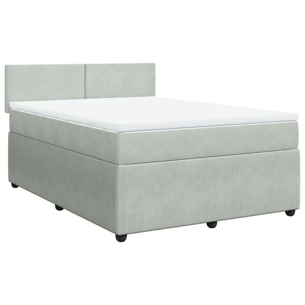 vidaXL Sommier &agrave; lattes de lit et matelas Gris clair 140x190cm Velours