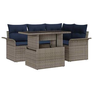 vidaXL Ensemble de canap&eacute; de jardin 5 pc Gris polyrotin