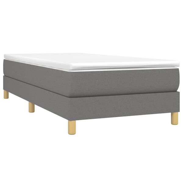 vidaXL Sommier &agrave; lattes de lit avec matelas Gris fonc&eacute; 90x200 cm Tissu