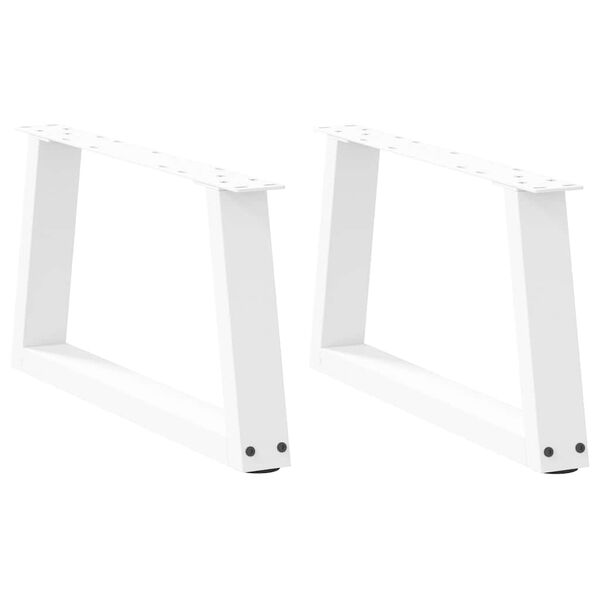 vidaXL Pieds de table basse en forme de V, 2 pi&egrave;ces, blanc, 70 x (30-31,3) cm, acier