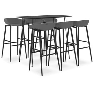 vidaXL Ensemble de bar 7 pcs Noir et gris