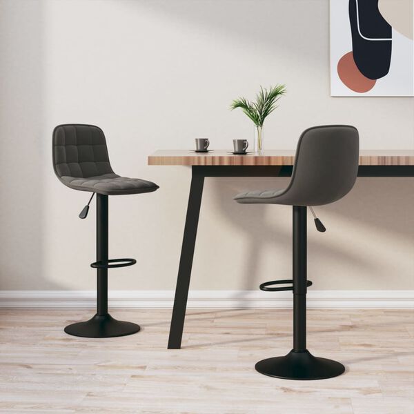 vidaXL Tabourets de bar lot de 2 gris fonc&eacute; velours
