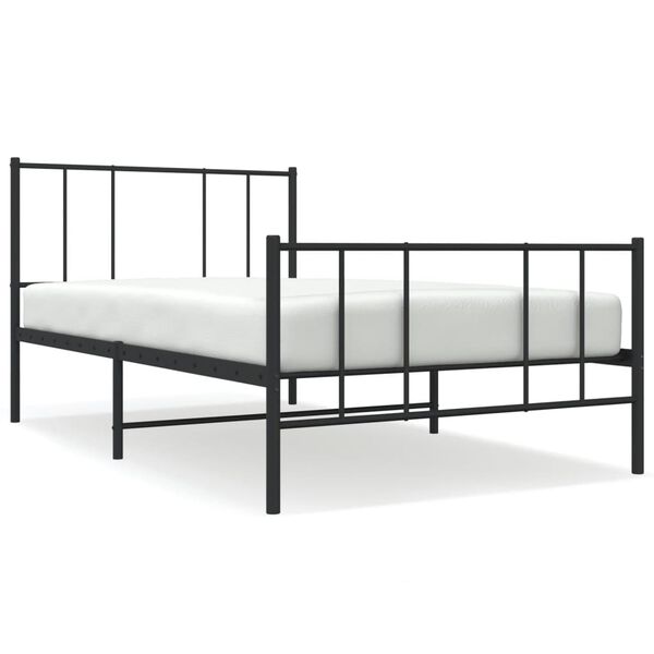 vidaXL Cadre de lit m&eacute;tal sans matelas avec pied de lit noir 75x190 cm