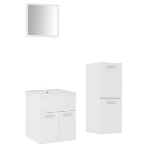 vidaXL Ensemble de meubles de salle de bain Blanc Agglom&eacute;r&eacute;