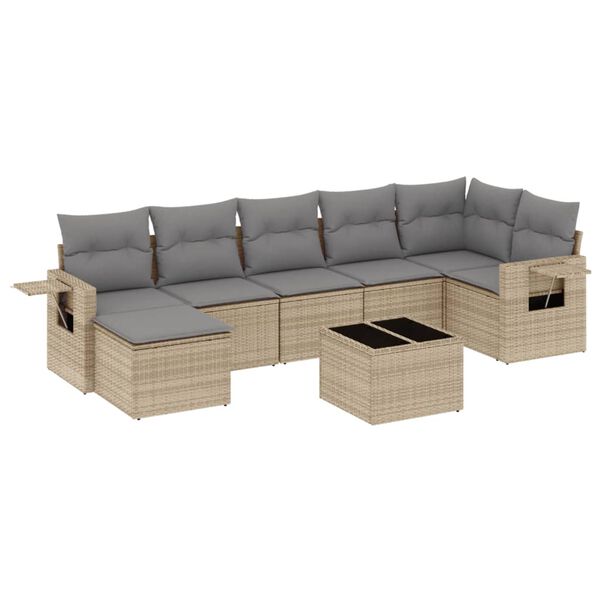vidaXL Salon de jardin avec coussins 8 pcs beige r&eacute;sine tress&eacute;e
