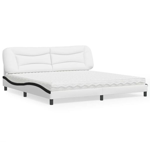 vidaXL Lit avec matelas Hvar blanc et noir 200x200 cm similicuir
