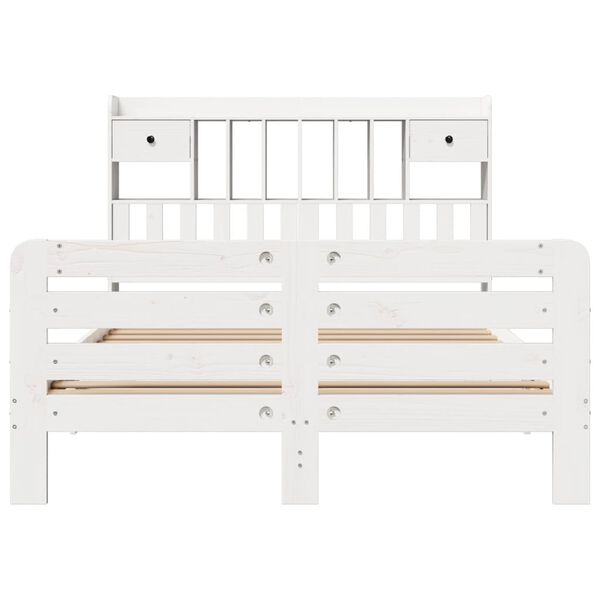 vidaXL Lit bibliothèque sans matelas blanc 140x190 cm bois pin massif