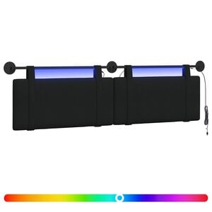 vidaXL T&ecirc;te de lit suspendue Avec lumi&egrave;re LED Noir Tissu