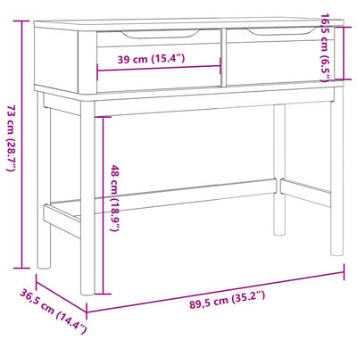 vidaXL Table console FLORO marron cire 89,5x36,5x73 cm pin massif