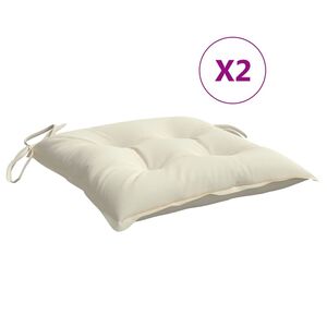 vidaXL Coussins de chaise lot de 2 blanc cr&egrave;me 40x40x7 cm tissu oxford