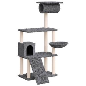 vidaXL Arbre &agrave; chat avec griffoirs en sisal Gris fonc&eacute; 131 cm