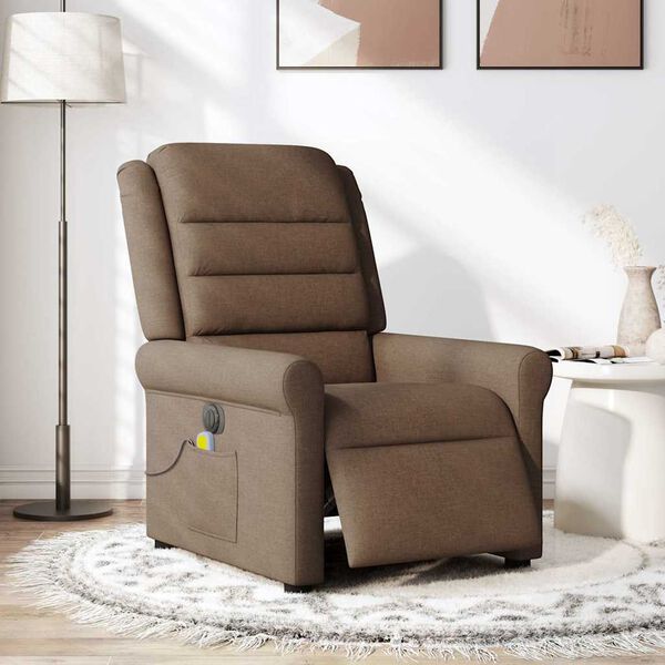 vidaXL Fauteuil inclinable de massage &eacute;lectrique marron tissu