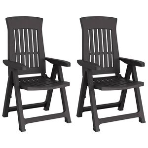 vidaXL Fauteuils pliants inclinables, lot de 2, anthracite, PP