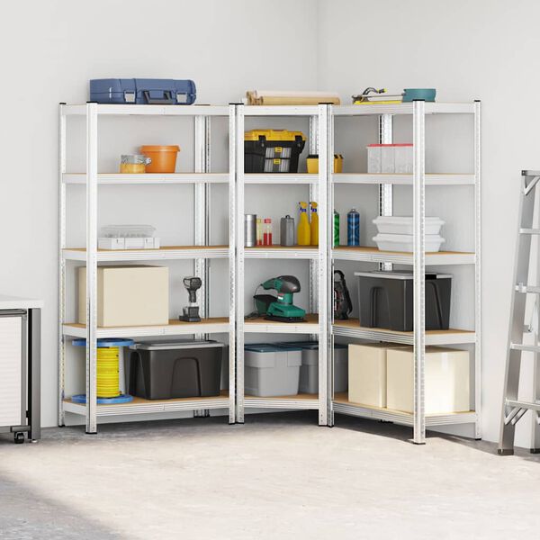 vidaXL Ensemble d'&eacute;tag&egrave;res &agrave; 5 niveaux 3 pcs acier bois d'ing&eacute;nierie