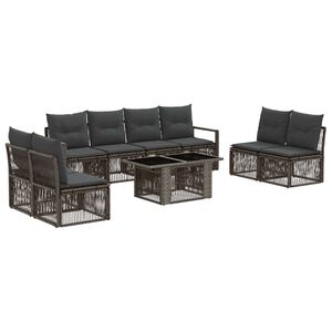 vidaXL Ensemble de canap&eacute; de jardin 9 pc Gris et Gris fonc&eacute; polyrotin