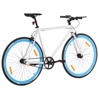 vidaXL Vélo à pignon fixe blanc et bleu 700c 59 cm