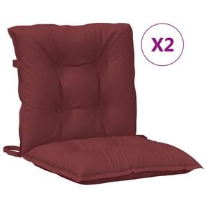vidaXL Coussins de chaise dossier bas lot de 2 rouge bordeaux m&eacute;lang&eacute;