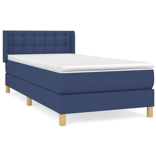 vidaXL Sommier &agrave; lattes de lit avec matelas Bleu 80x200 cm Tissu