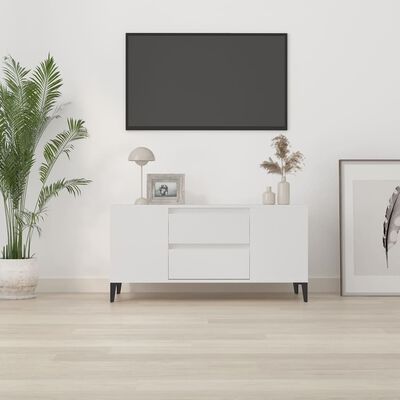 vidaXL Meuble TV Blanc 102x44,5x50 cm Bois d'ingénierie