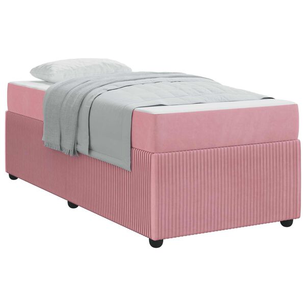 vidaXL Cadre de lit avec matelas Rose 90 x 200 cm tissu