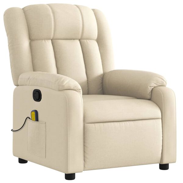 vidaXL Fauteuil inclinable de massage crème tissu