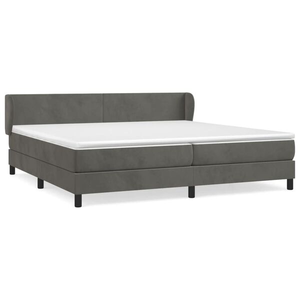 vidaXL Sommier &agrave; lattes de lit et matelas Gris fonc&eacute; 200x200cm Velours