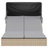 vidaXL Chaise longue double avec auvent et coussins beige poly rotin
