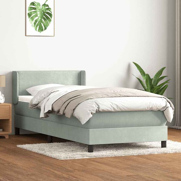 vidaXL Sommier &agrave; lattes de lit et matelas gris clair 80x220 cm velours