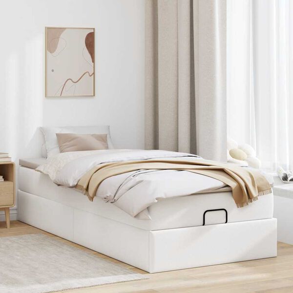 VidaXL Cadre de lit ottoman avec matelas blanc 90x190 cm similicuir