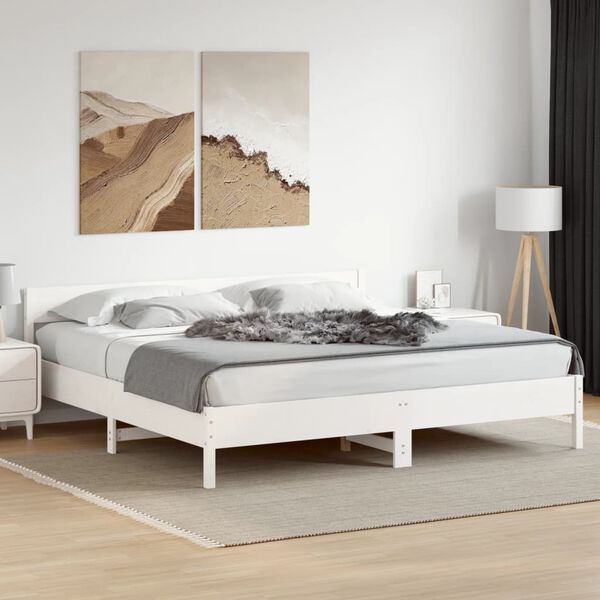 vidaXL Cadre de lit sans matelas blanc 200x200 cm bois massif de pin