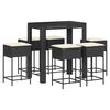 vidaXL Ensemble de bar de jardin 7 pcs avec coussins noir poly rotin