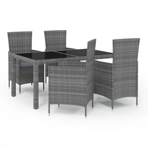vidaXL Ensemble &agrave; manger d'ext&eacute;rieur 5pcs coussins r&eacute;sine tress&eacute;e gris