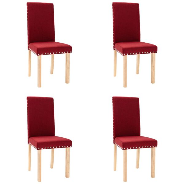 vidaXL Chaises &agrave; manger lot de 4 rouge bordeaux tissu