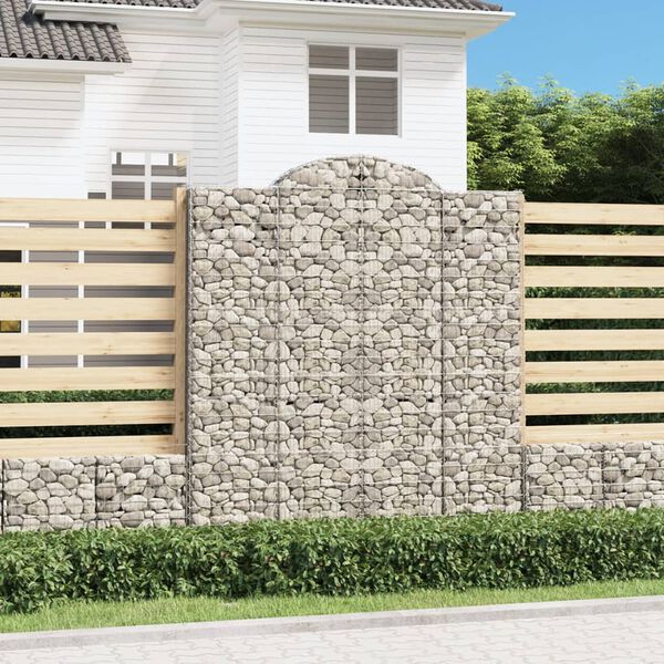 vidaXL Paniers &agrave; gabions arqu&eacute;s 4 pcs 200x30x220/240 cm fer galvanis&eacute;