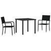 vidaXL Ensemble de salle &agrave; manger pour jardin 3 pcs Noir polyrotin
