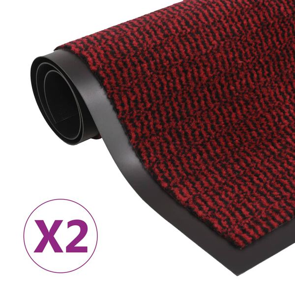 vidaXL Paillassons rectangulaires 2 pcs 90 x 150 cm Rouge