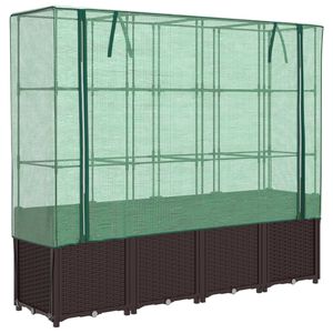 vidaXL Jardini&egrave;re sur&eacute;lev&eacute;e avec housse aspect rotin 160x40x153 cm