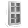 vidaXL Armoire de bureau Gris clair 90x40x180 cm Acier et verre tremp&eacute;