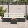 vidaXL Ensemble de canap&eacute; de jardin avec coussin 5 pcs Noir polyrotin